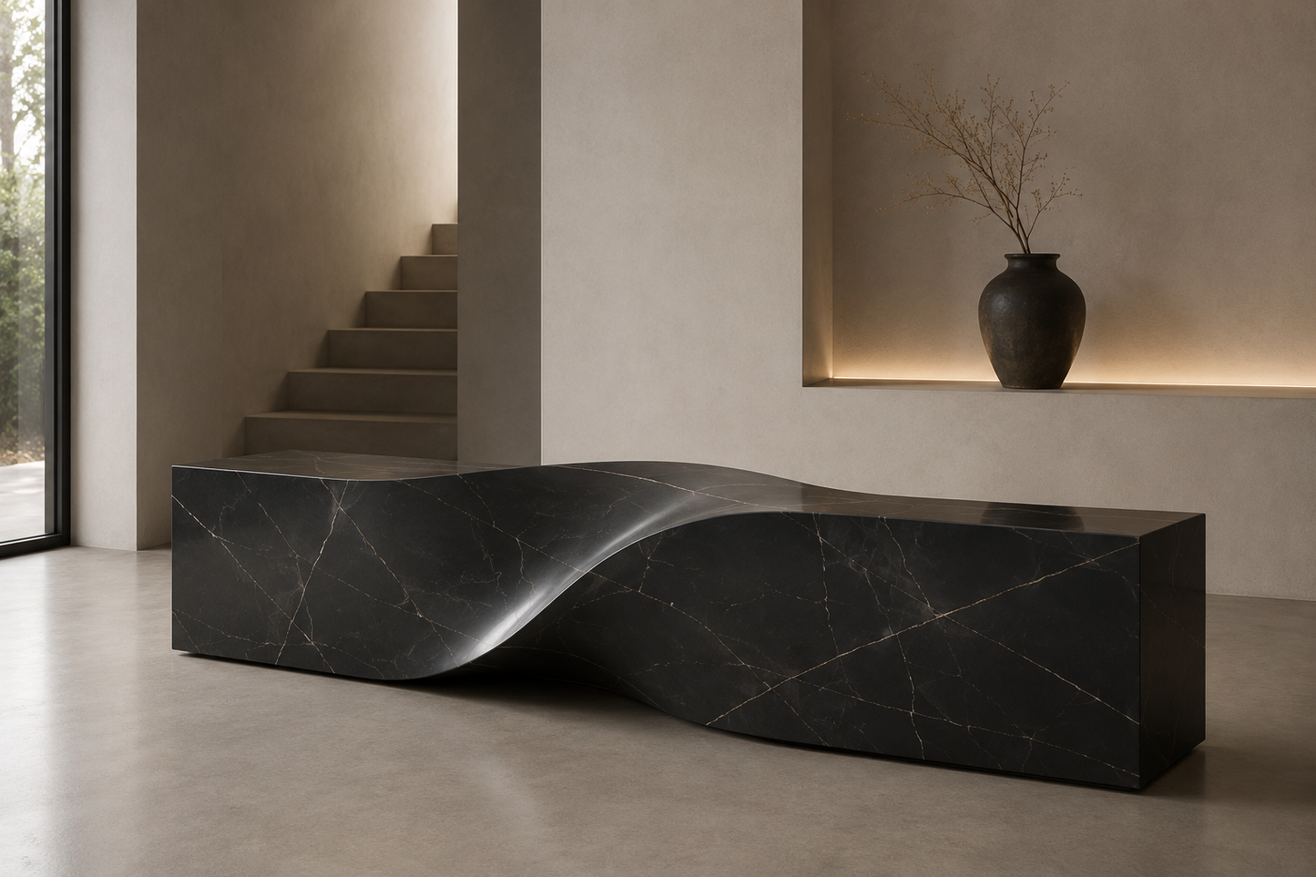 SOUL SCULPTURE BENCH IN MARBLE CALATORAO 2,5M