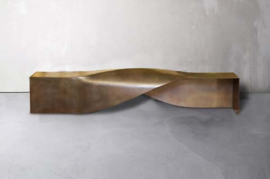 SOUL SCULPTURE BENCH IN BRASS WITH AN OLD PATINA 2,5M