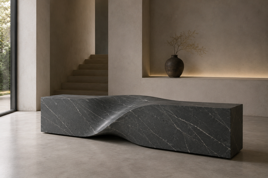 SOUL SCULPTURE BENCH IN MARBLE PIETRA GREY 3M