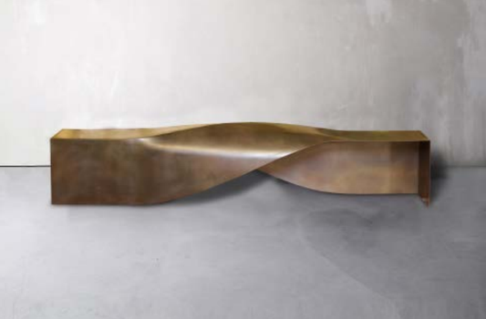 SOUL SCULPTURE BENCH IN BRASS PATINA 3M