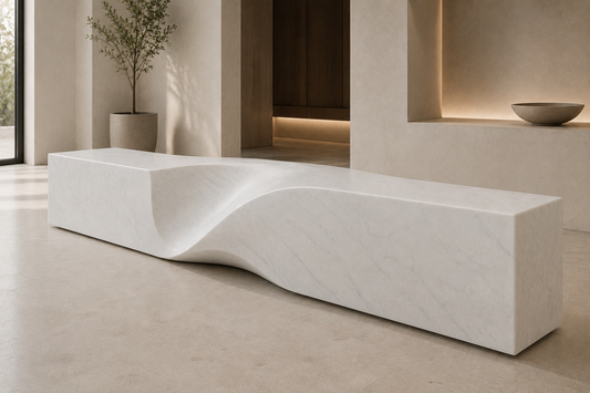 SOUL SCULPTURE BENCH IN MARBLE THASSOS 2,5M
