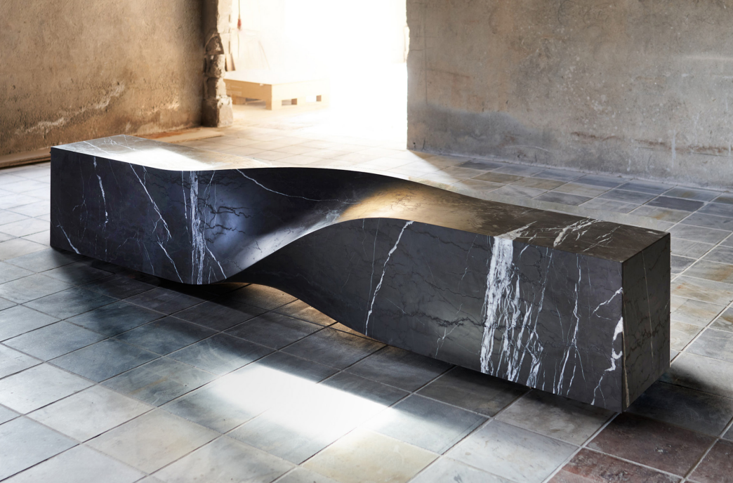 SOUL SCULPTURE BENCH IN MARBLE GREEN MACAEL 3M