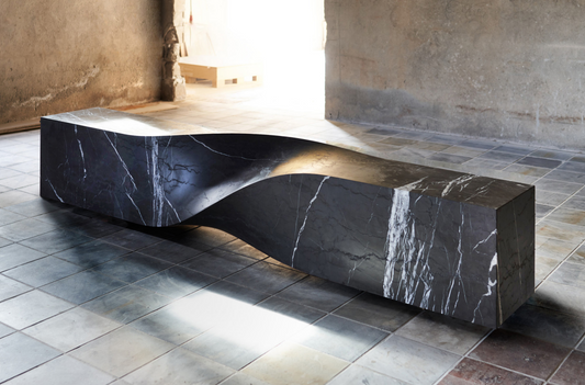 SOUL SCULPTURE BENCH IN MARBLE GREEN MACAEL 3M